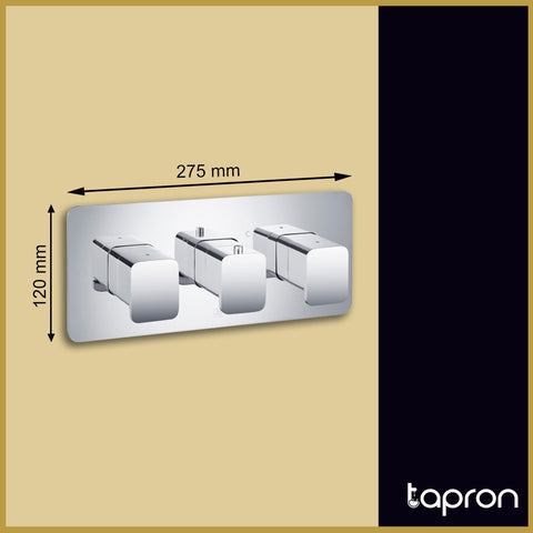 Chrome Thermostatic Concealed 2 Outlet Wall Mounted - Tapron