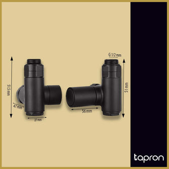 Dual Fuel Radiator Valves for Heated Towel Rails - Matt Black Secondary image