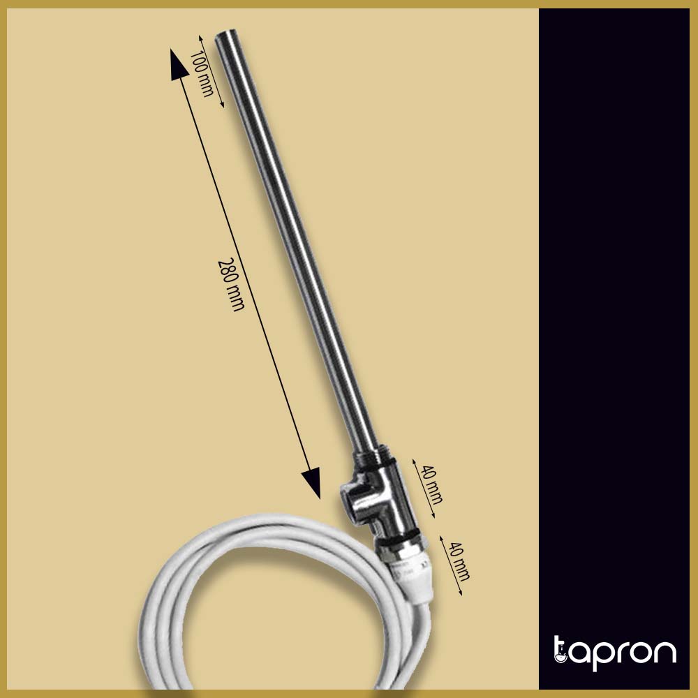 Radiator Heating Element 200W, with T Piece | Brass Towel Rail Element