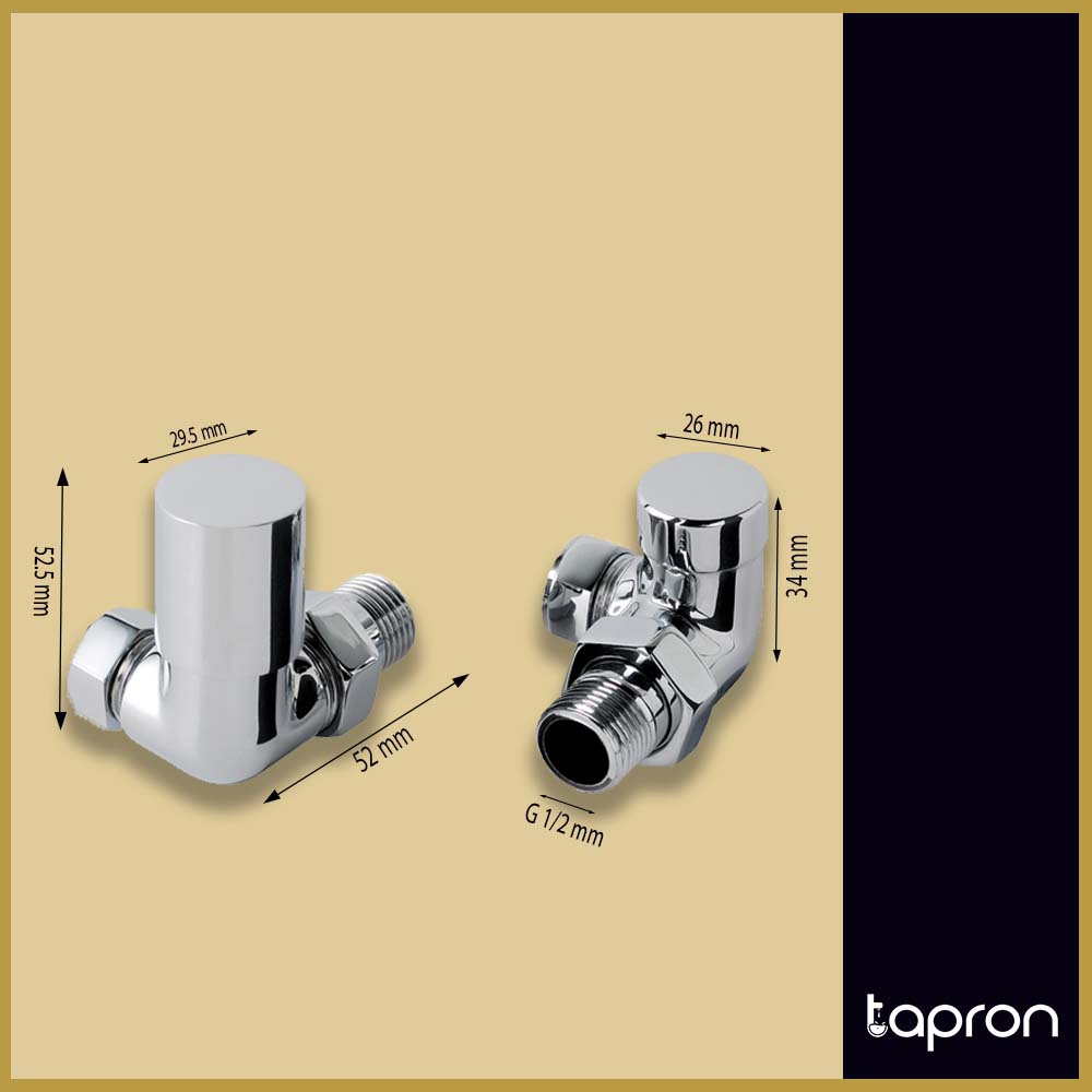 Corner towel radiator valves - Tapron