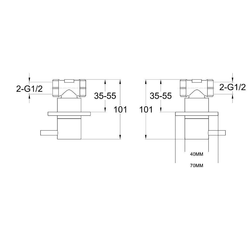 On/Off Bathroom Stop Valves Wall Mounted - Brushed Bronze Secondary image