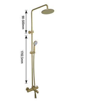 Brushed Brass Shower Ensemble: Shower Head, Wall Arm, Outlet Kit, Thermostatic Valve & Waste Secondary image