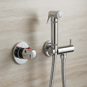 douche valve thermostatic with spray kit chrome Main image