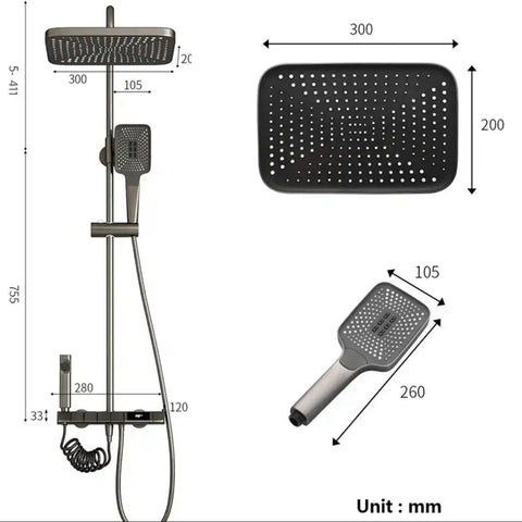 black shower set  with 3 outlets