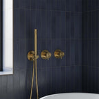 thermostatic shower valve for 2 outlets - brushed brass