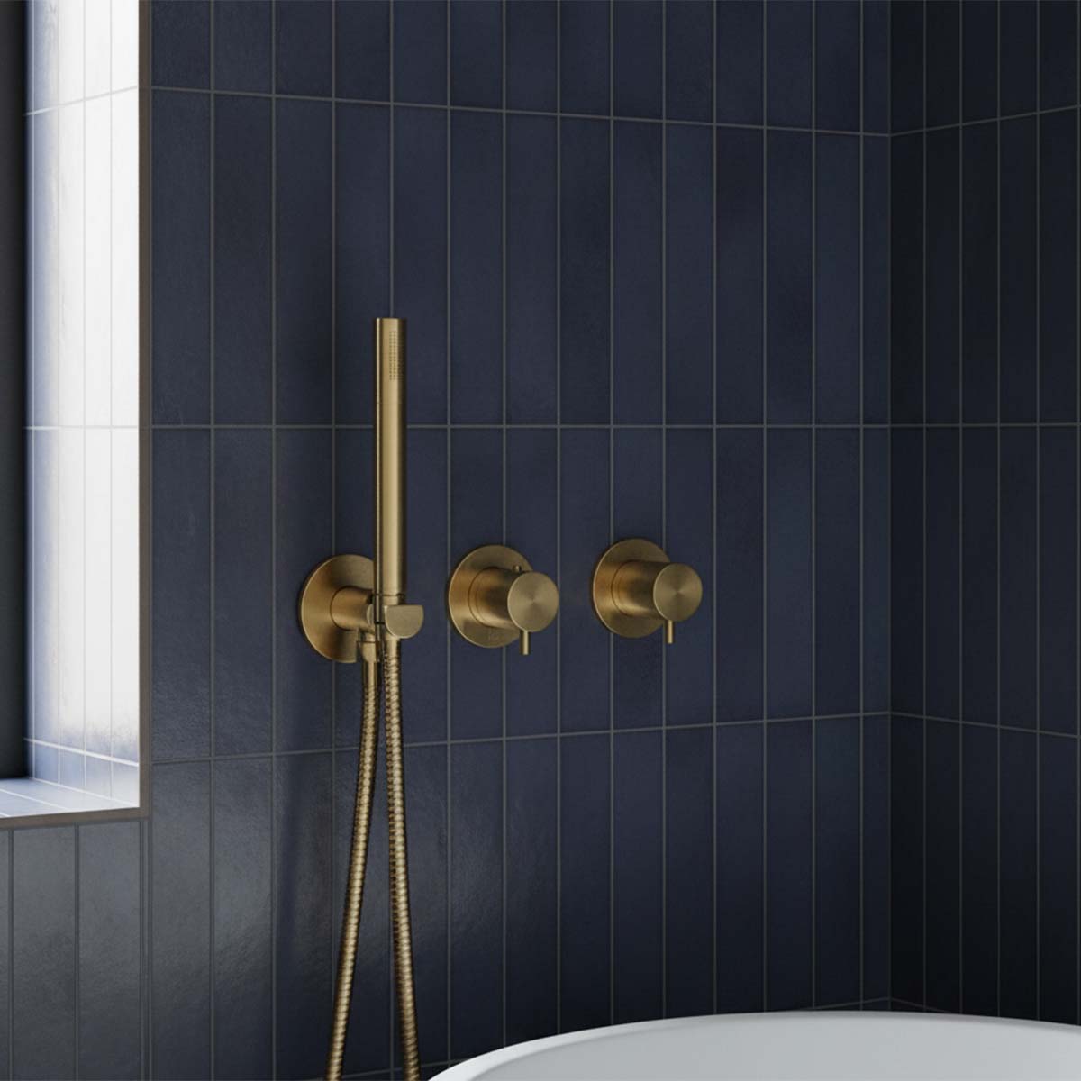 thermostatic shower valve for 2 outlets - brushed brass
