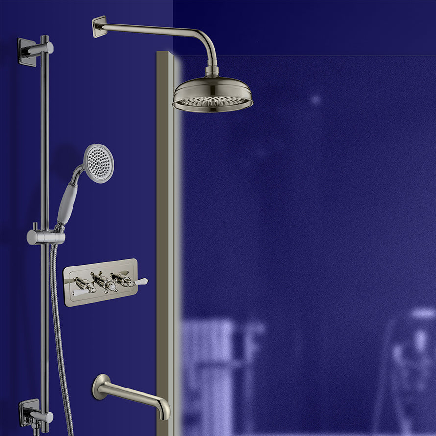 three outlet concealed thermostatic shower valve brushed nickel