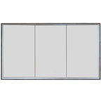 three door bathroom mirror cabinet with light, shaver socket and demister - brushed black frame 