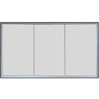 three door bathroom mirror cabinet with light, shaver socket and demister -  black frame 