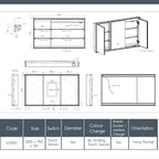 three door bathroom mirror cabinet with light, shaver socket and demister 