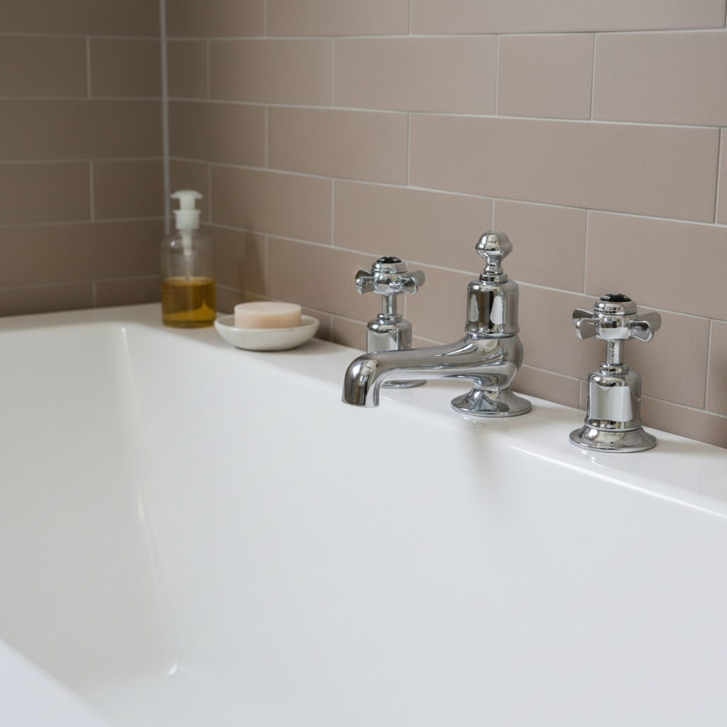 three hole deck mounted bath tap 