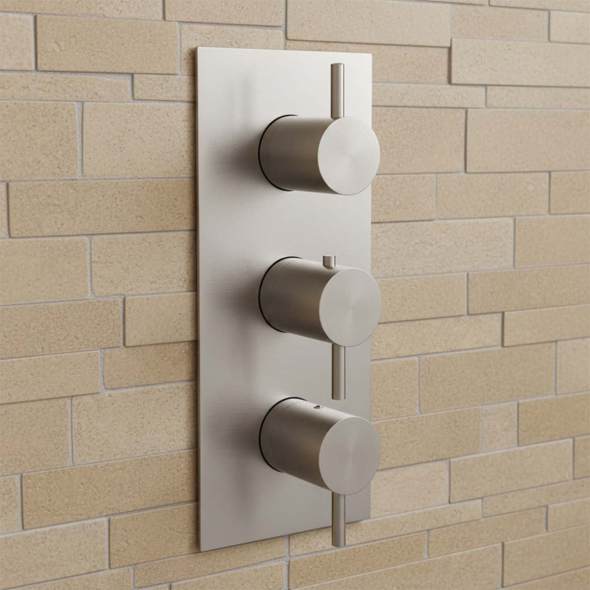 three outlet concealed shower valve vertical - stainless steel