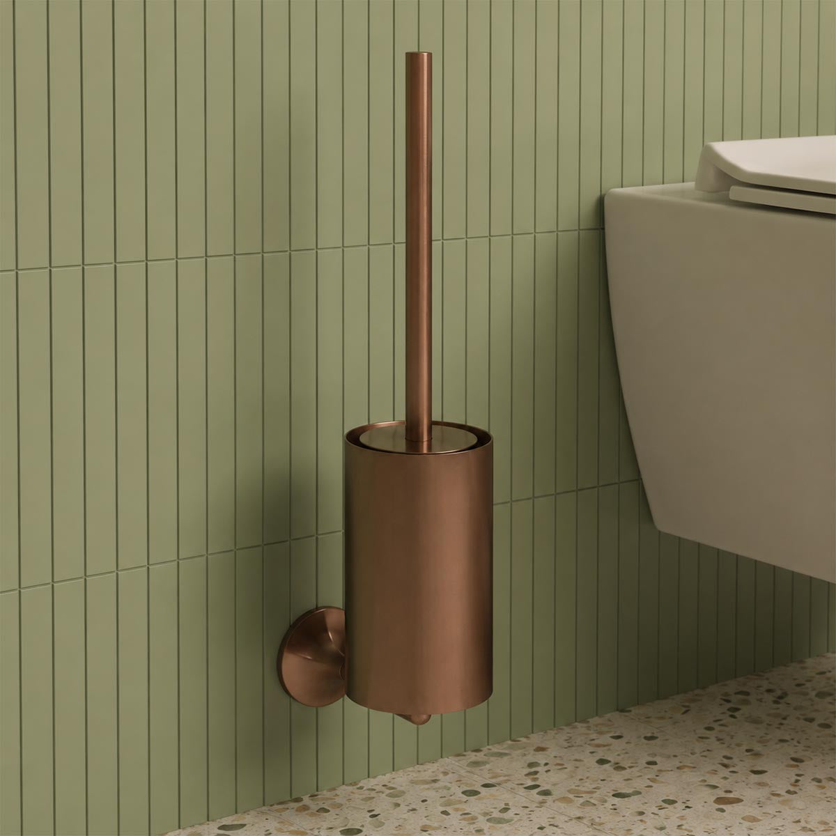 toilet brush holder set - brushed bronze