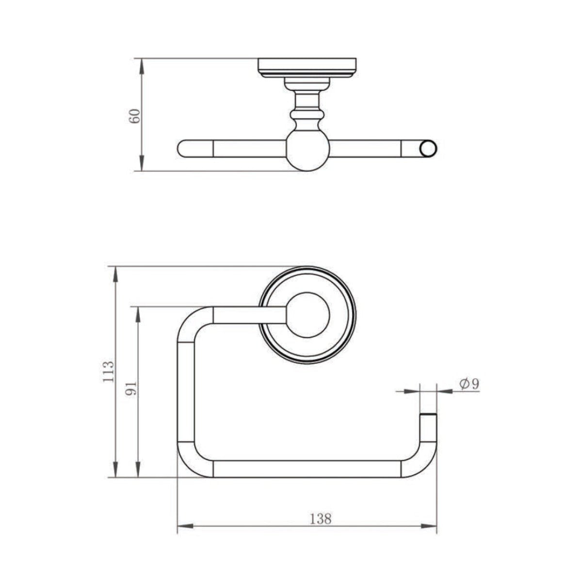 traditional toilet roll holder technical details