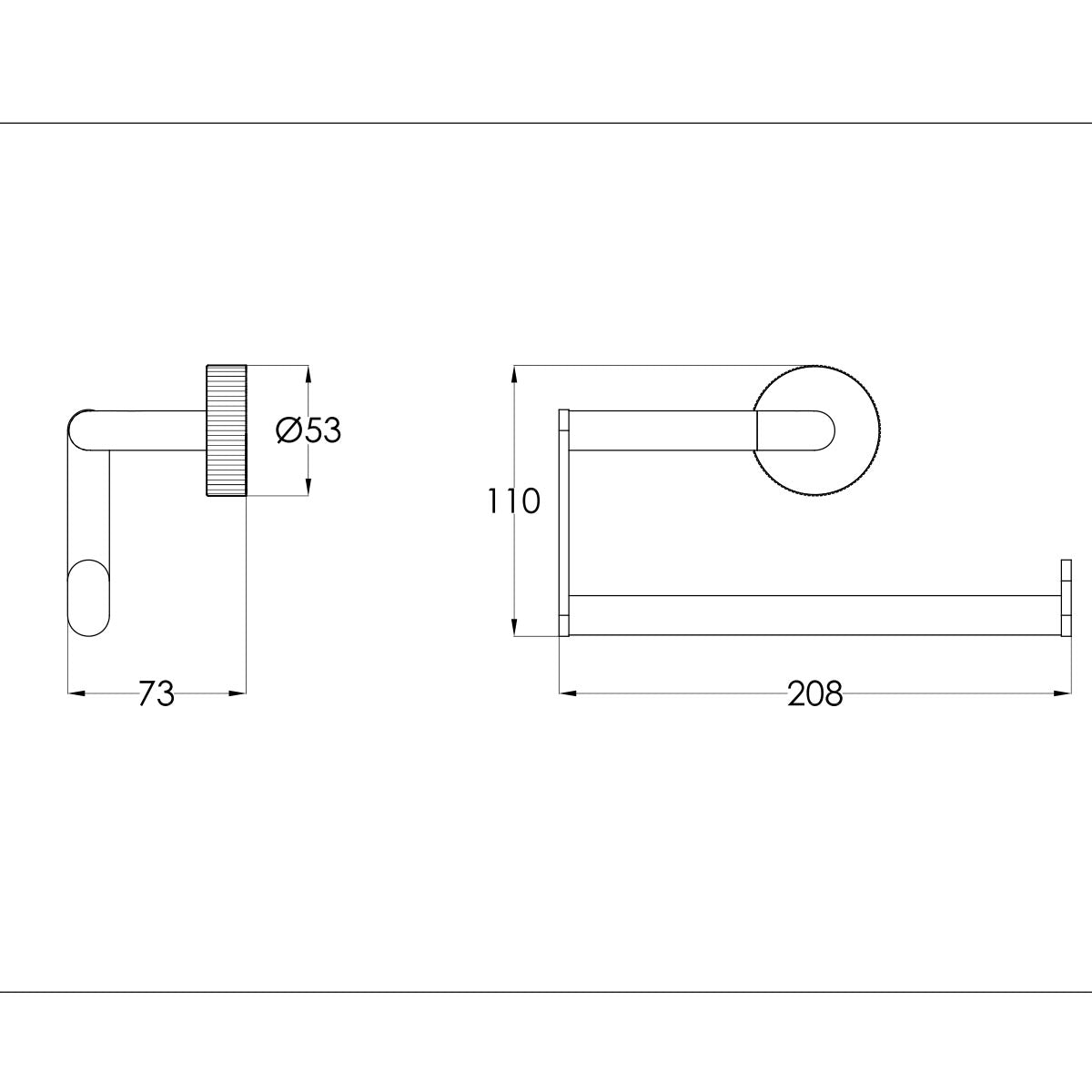 Matt Black Towel Holder - 208mm