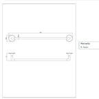 Towel holder bar 600mm technical details