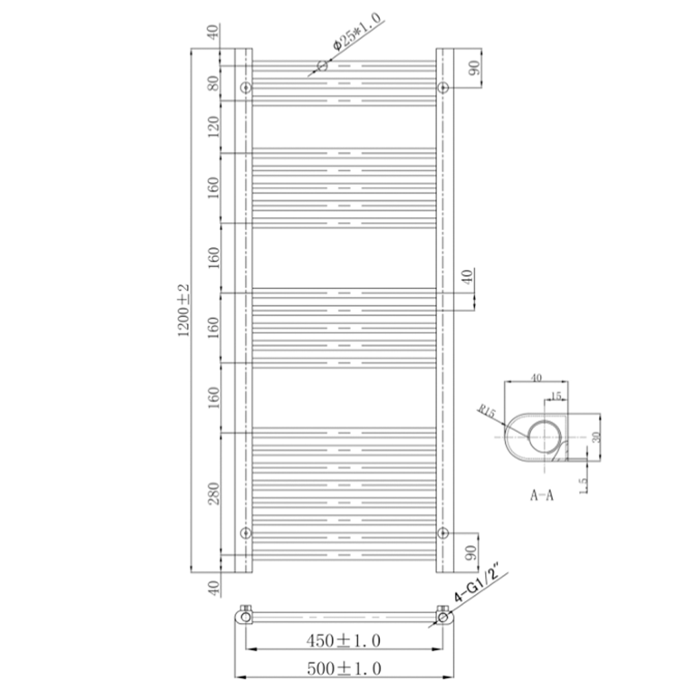 towel rail radiator specifications