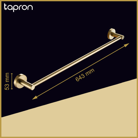 Wall Mounted Gold Towel Rail Brushed Brass Finish-Tapron 