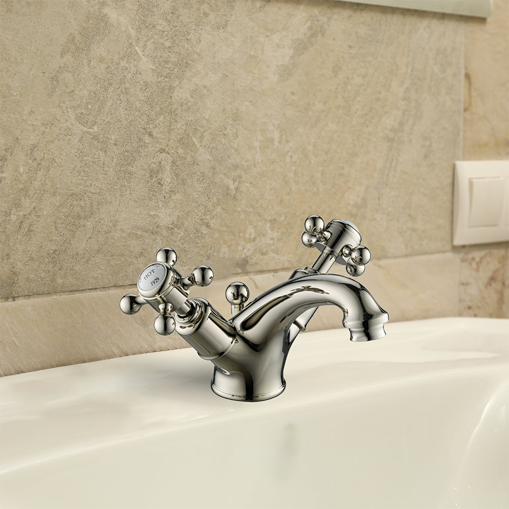 traditional basin mixer tap brushed nickel