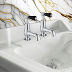 Traditional Chrome Deck Mounted Bathroom Sink Pillar Taps – Pair