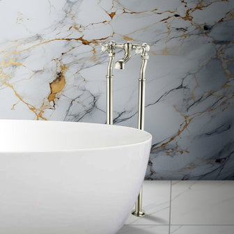 Nickel Finish Traditional Floor Standing Bath Filler Tap Main image