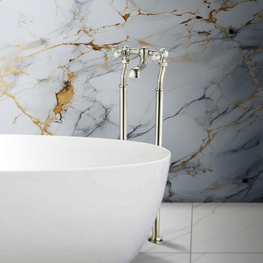 Nickel Finish Traditional Floor Standing Bath Filler Tap