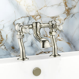 Nickel Finish Traditional Deck Mounted Bath Filler Tap Main image