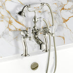 Victorian Deck-Mounted Bath Shower Mixer Tap - Brushed Nicke