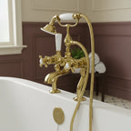 Deck Mounted Gold Bath Shower Mixer Tap with Handset