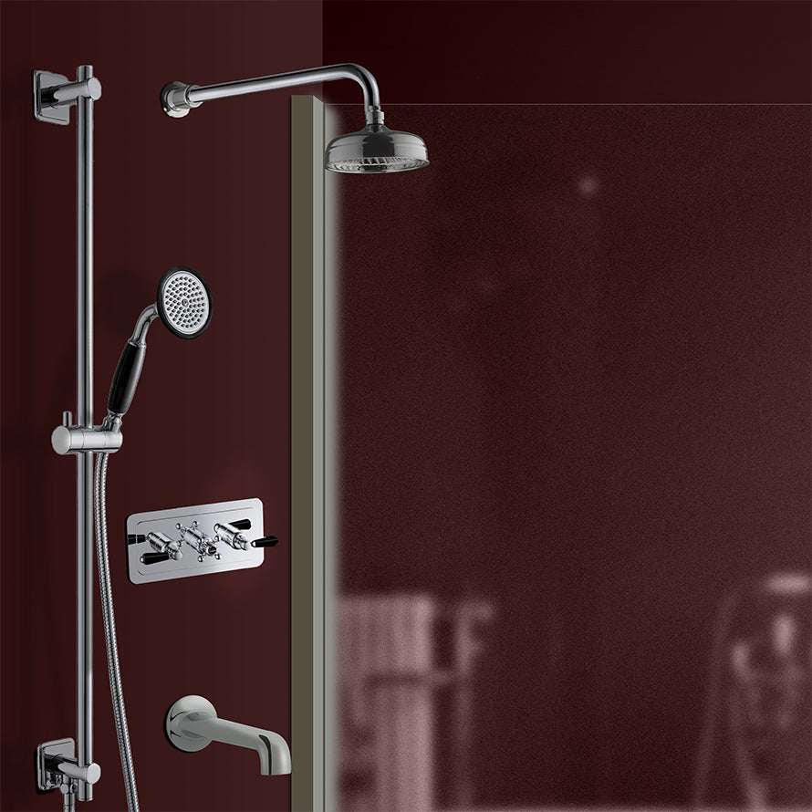 Chrome Lever Thermostatic Conceal 3 Outlet Shower Valve Horizontal Secondary image
