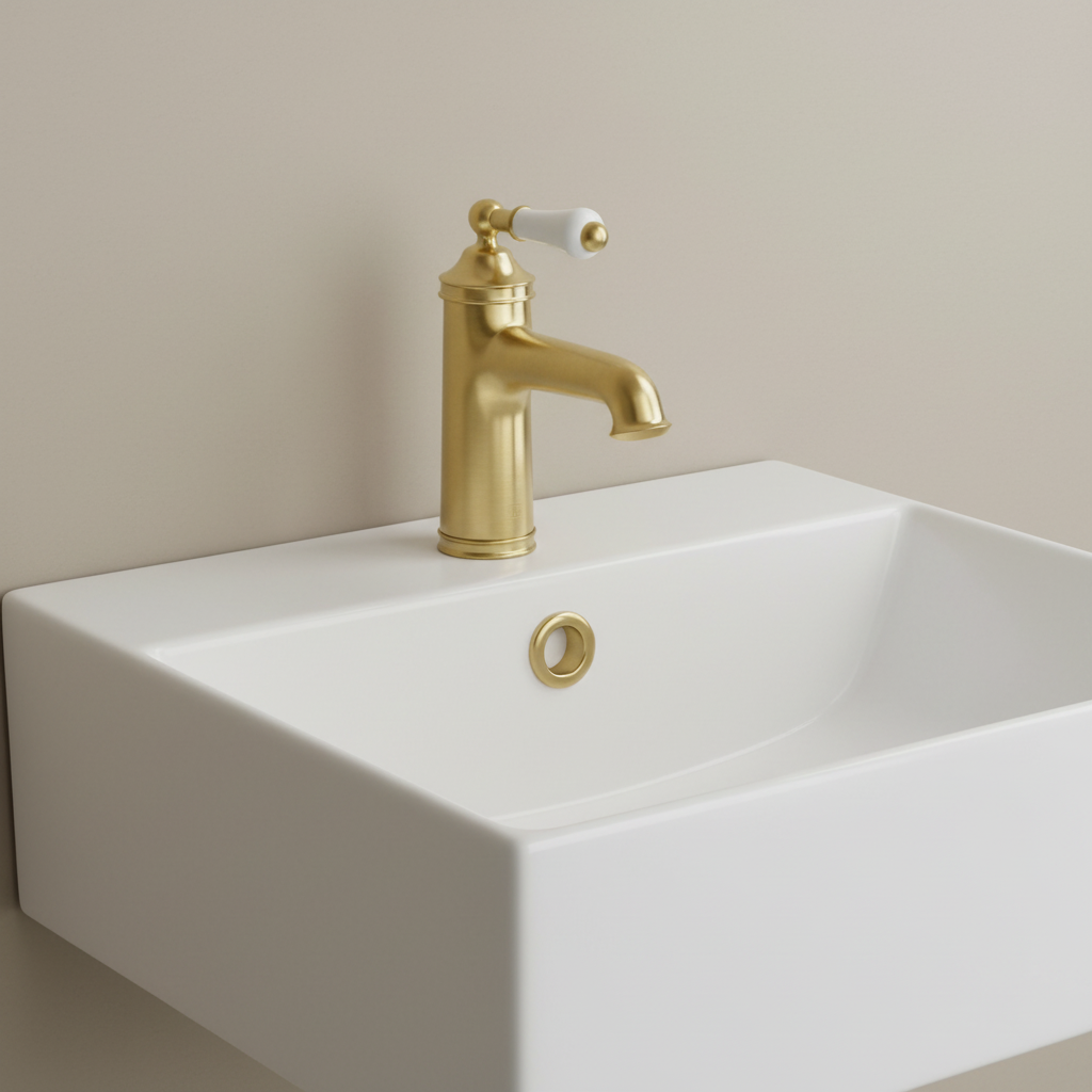 gold basin mixer tap Main image