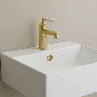 gold basin mixer tap Main image