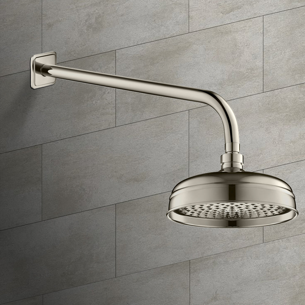 Victorian Fixed Shower Head 200mm and Shower Arm 400mm - Brushed Nickel Secondary image