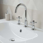 traditional 3 hole basin mixer tap with pop up waste 