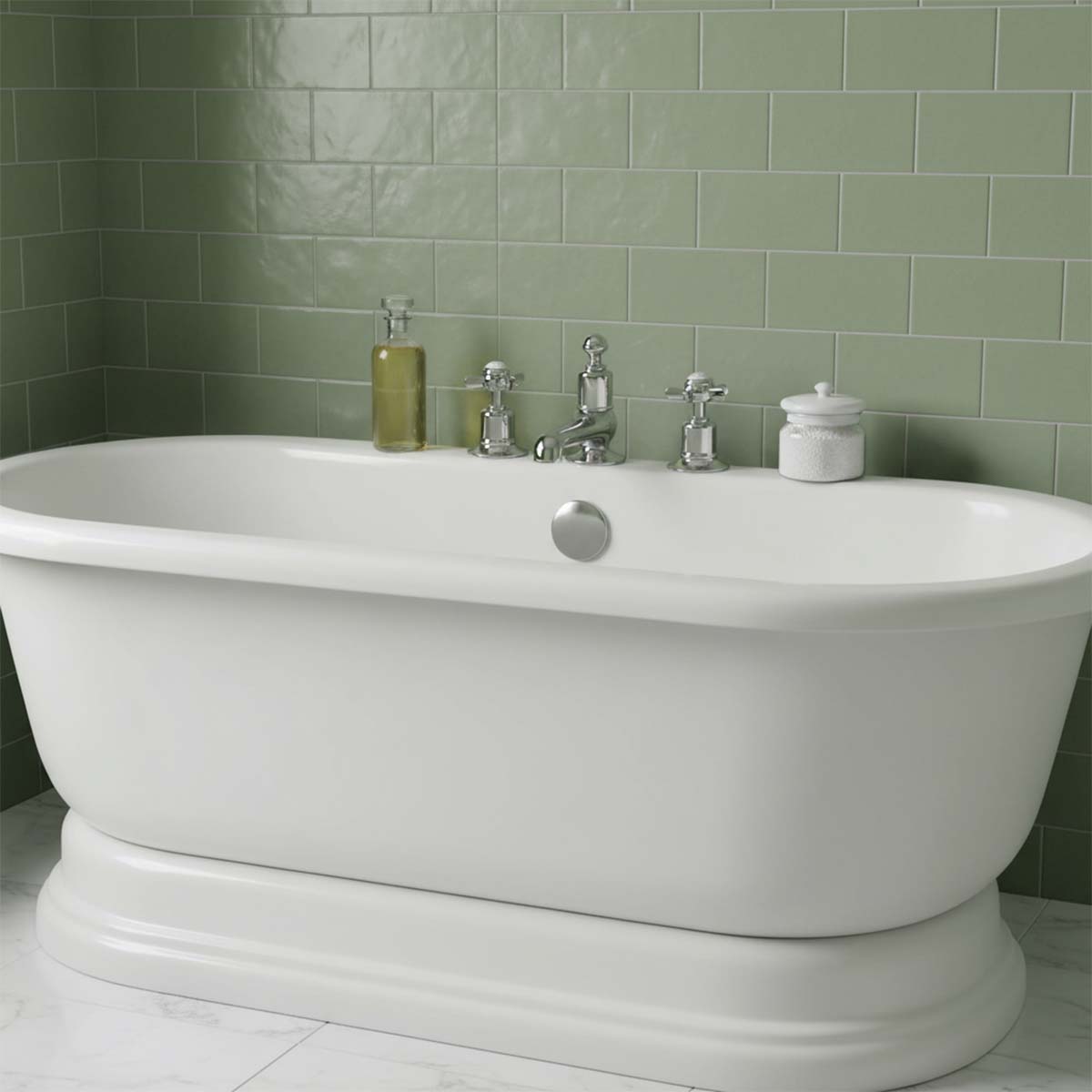 traditional 3 hole bath tap deck mounted - chrome 