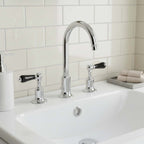Traditional Black Lever 3 Hole Basin Mixer Tap with Pop up Waste