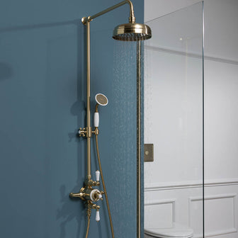 Traditional Exposed Thermostatic valve with Riser Kit gold Main image