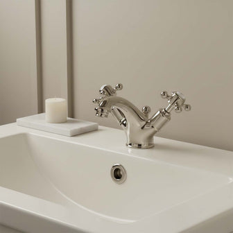 traditional basin mixer tap brushed nickel Main image