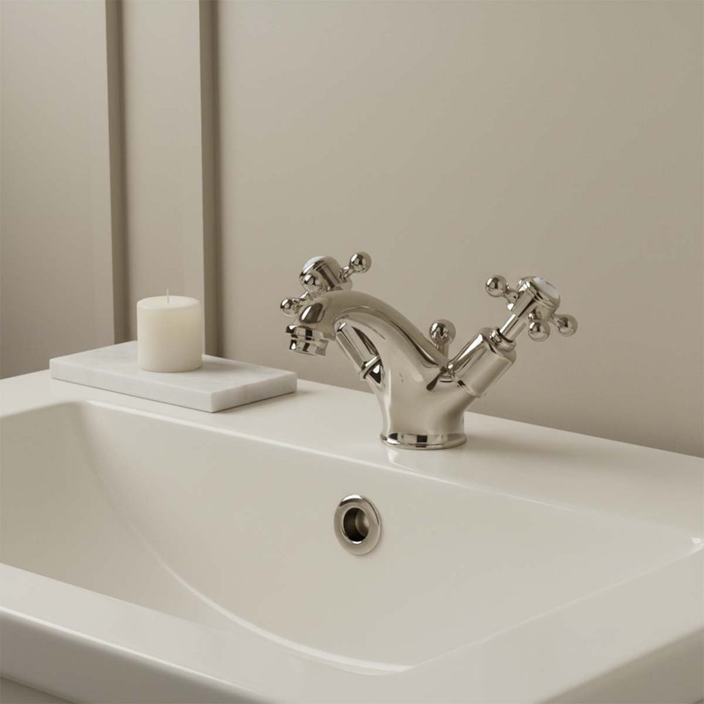 traditional basin mixer tap brushed nickel