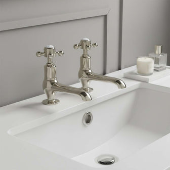 traditional basin pillar taps brushed nickel Main image