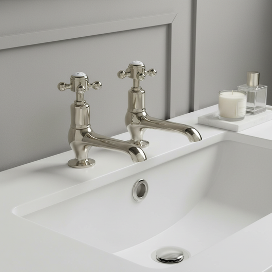 traditional basin pillar taps brushed nickel