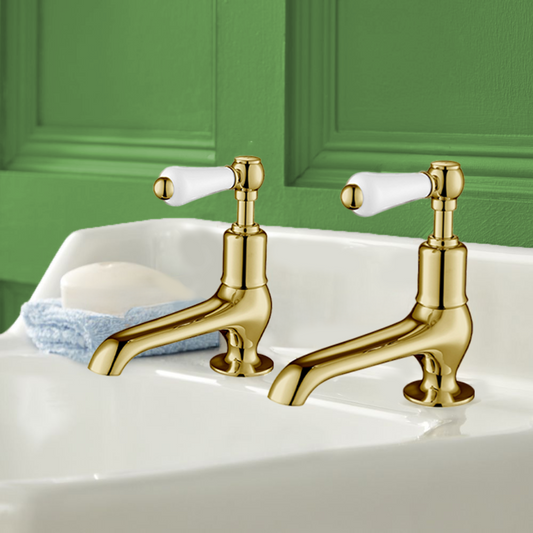 traditional basin pillar taps gold finish 1200