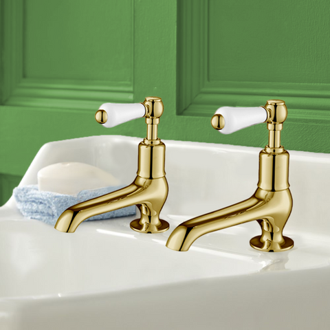 traditional basin pillar taps gold finish