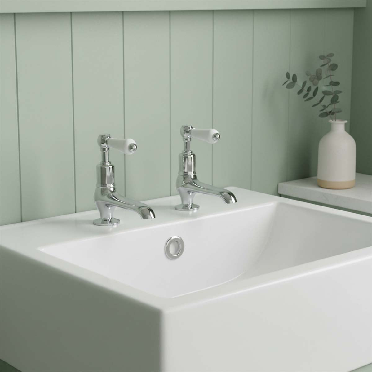 traditional basin pillar taps with ceramic lever