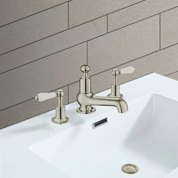 brushed nickel traditional basin tap