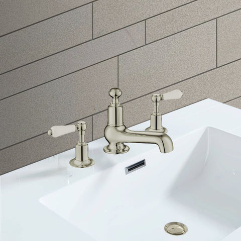 brushed nickel traditional basin tap