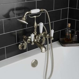 traditional bath shower mixer with shower attachment - nickel  Main image