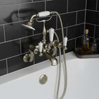traditional bath shower mixer with shower attachment - nickel 