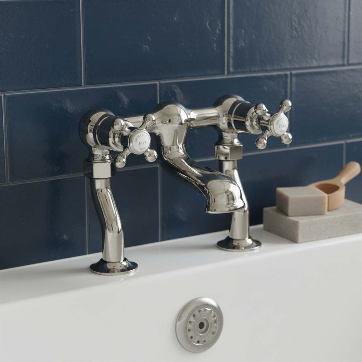 traditional bath tap deck mounted - nickel 