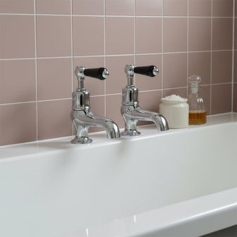 Traditional Deck Mounted Bath Pillar Taps - Chrome Secondary image